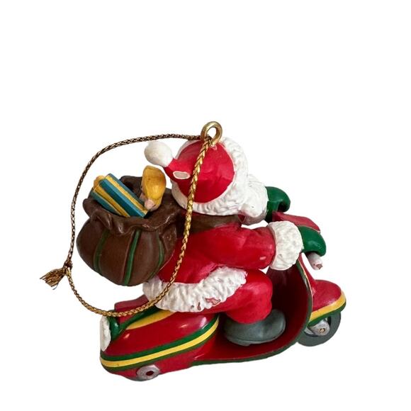 Vintage Christmas Ornament Santa on a Motor Scooter Santas Best Collectible 1991 - Picture 2 of 13